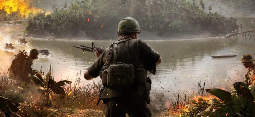 Отряд американских солдат у реки в Hell Let Loose: Vietnam