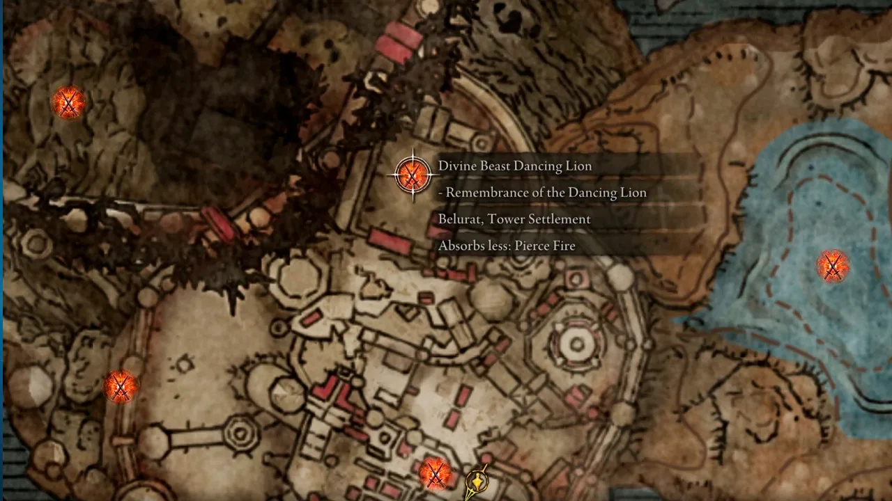 Карта Elden Ring с отметками боссов в моде Map for Goblins Expanded