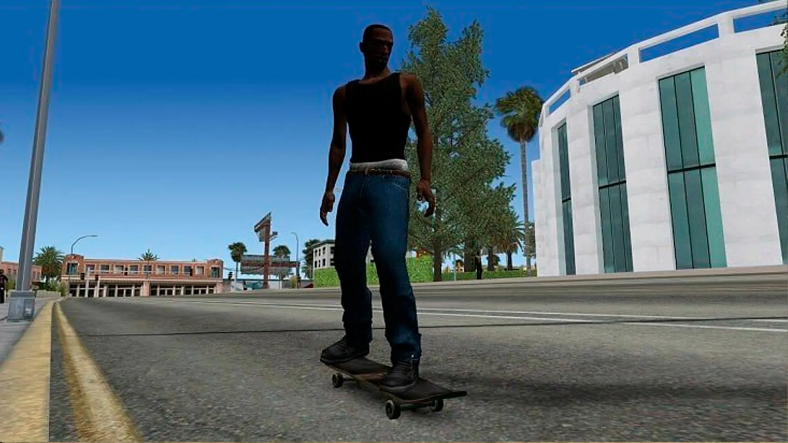 Си-Джей со скейтбордом из Skateboard Mod в GTA San Andreas