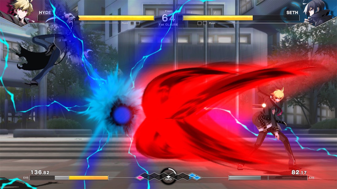 Хайд и Сет используют специальные атаки в Under Night In-Birth II
