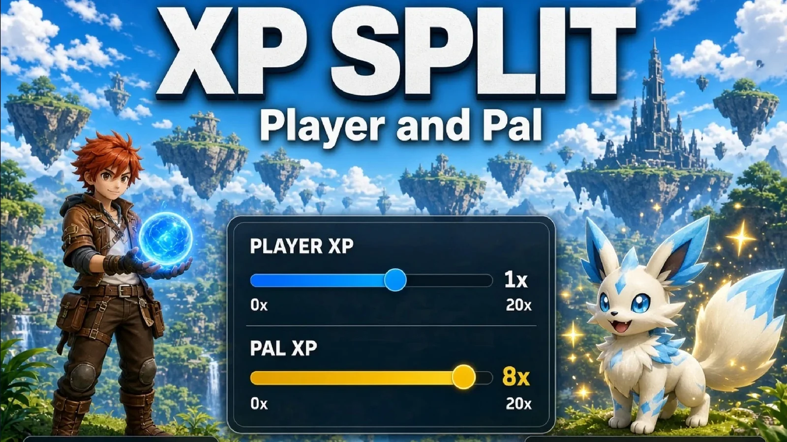 Иллюстрация раздельных множителей опыта персонажа и палов в Separate XP Rates