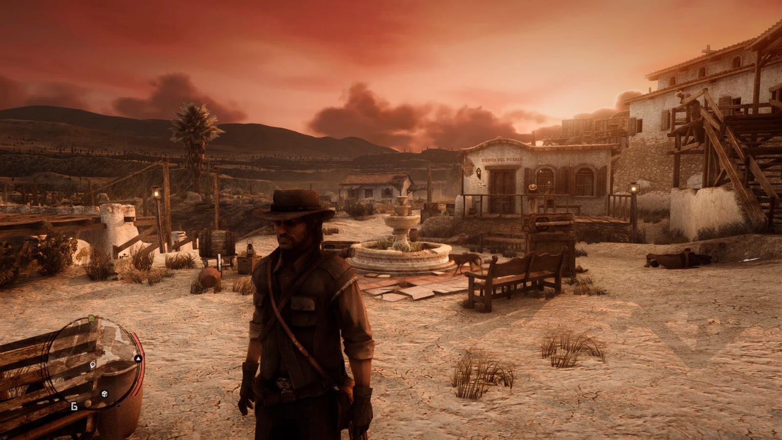 Джон Марстон на площади с фонтаном — RDR Reimagined